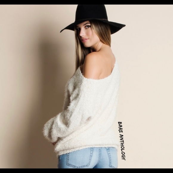 Cream, Fuzzy, Off Shoulder top - Picture 4 of 4